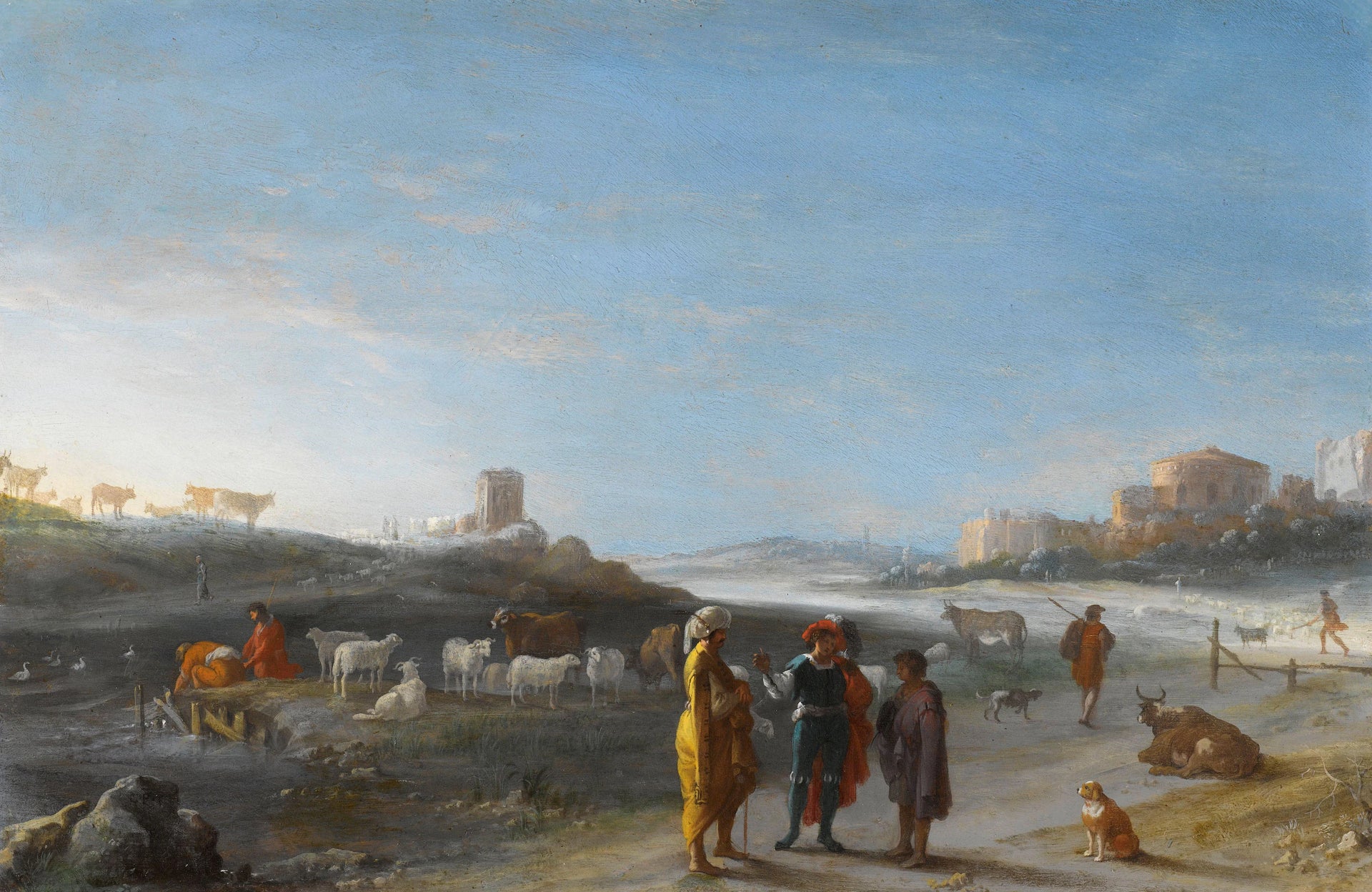 Paysage à l'italienne avec un sujet de l'Ancien Testament - Cornelis van Poelenburgh