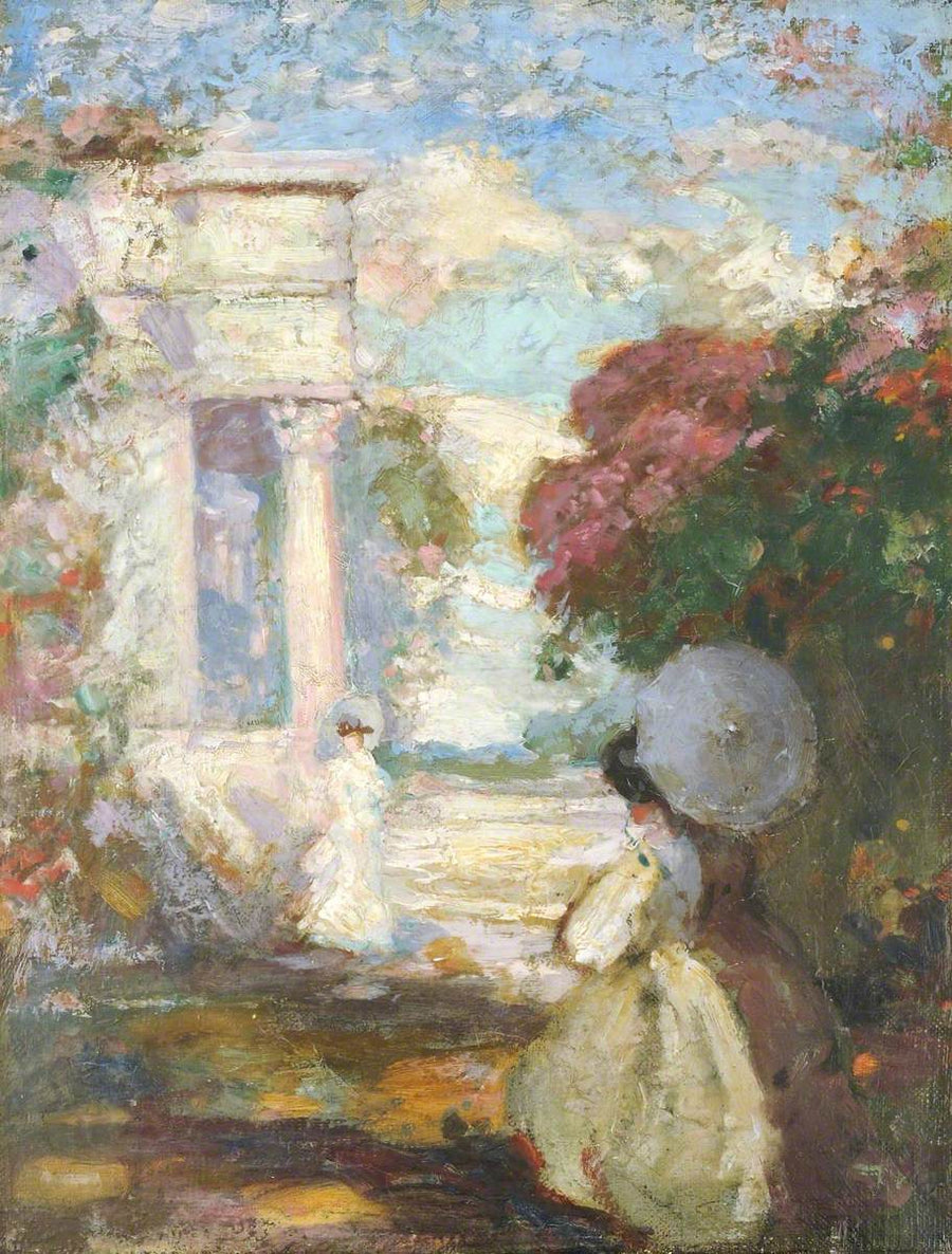 Paesaggio lirico con due figure in costumi del XIX secolo - Charles Conder