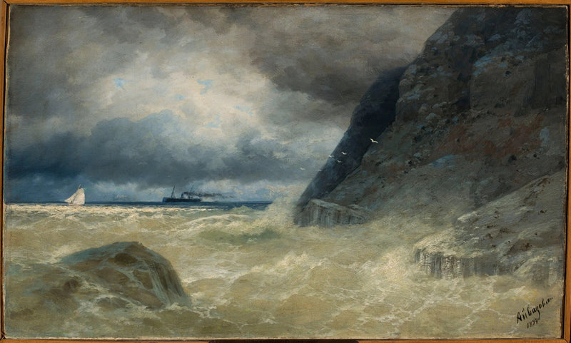 Paesaggio marino con una nave a vapore. - Ivan Aïvazovski