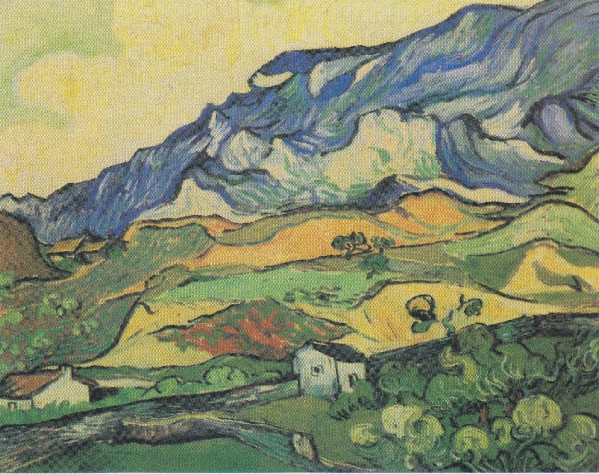 Paysage montagneux derrière le mur de l’asile, œuvre anonyme autrefois attribuée à Van Gogh, Kröller-Müller Museum