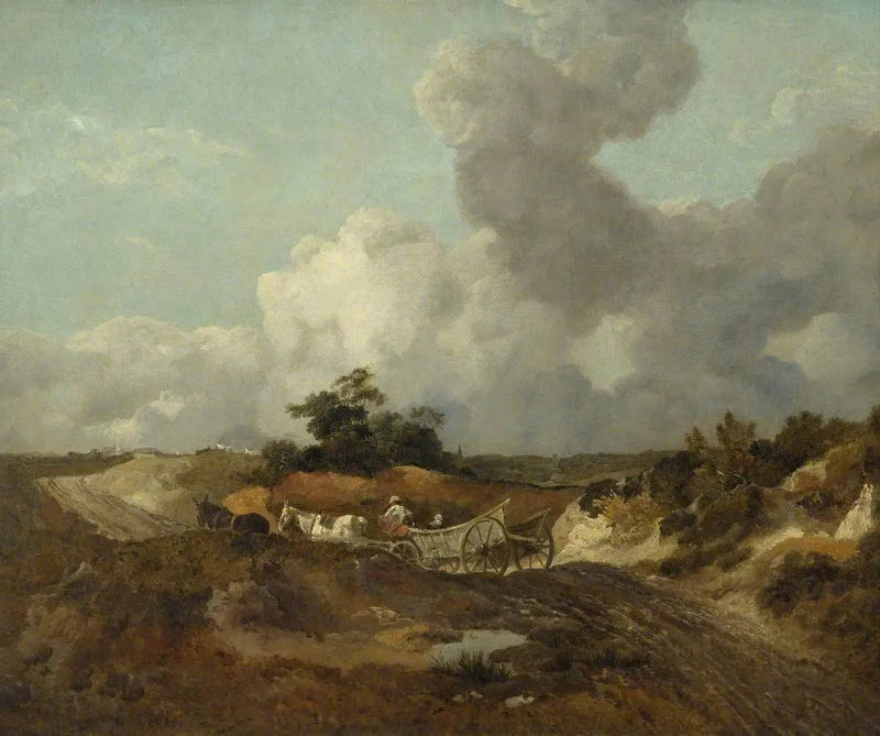Paesaggio aperto con carrozza da campagna su un sentiero ondulato - Thomas Gainsborough