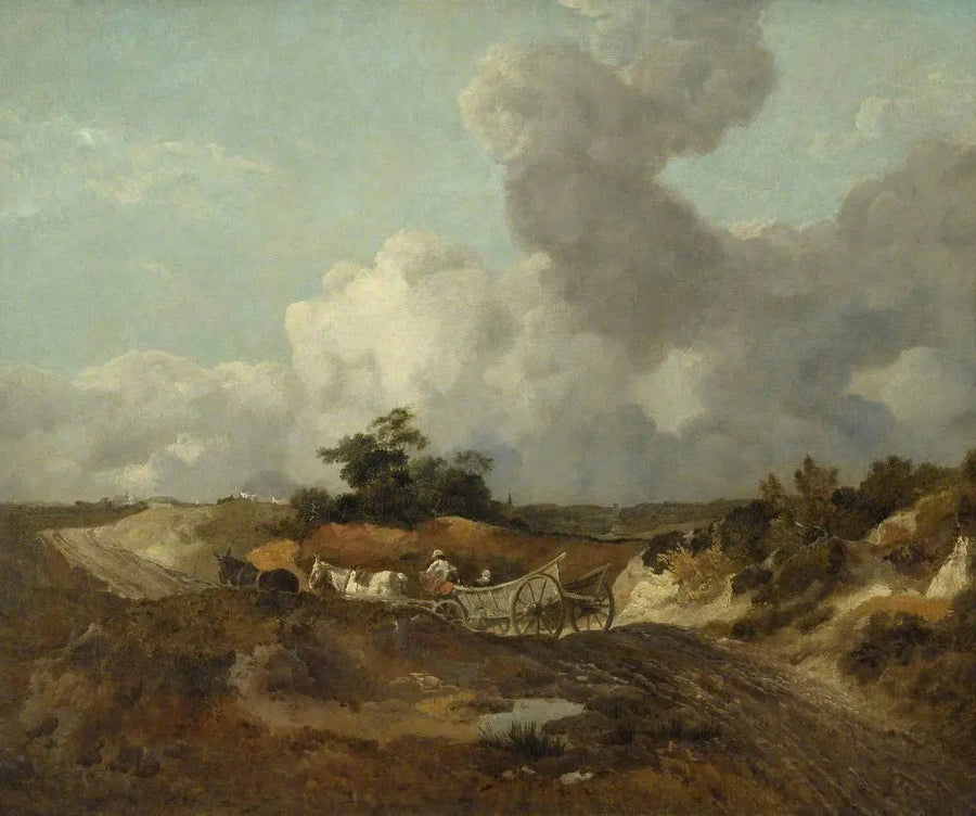 Paesaggio aperto con carrozza da campagna su un sentiero ondulato - Thomas Gainsborough