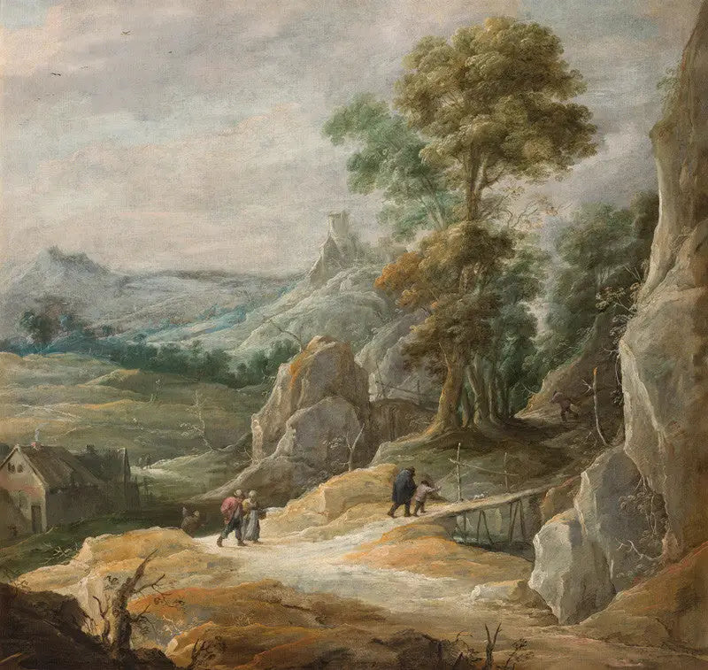 Paesaggio roccioso con pellegrini - David Teniers il Giovane