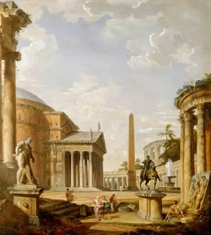 Paesaggio romano con il Pantheon - Giovanni Paolo Panini
