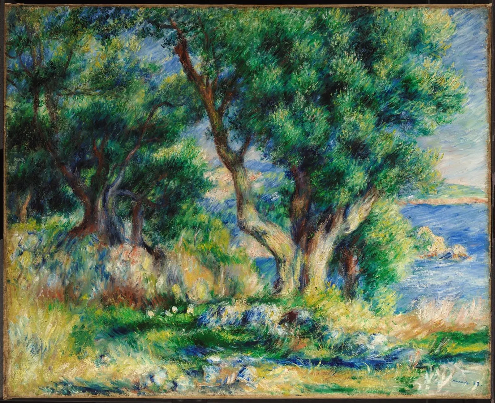 Paysage sur la côte, près de Menton - Pierre-Auguste Renoir image 1 reproduction de peinture à l’huile
