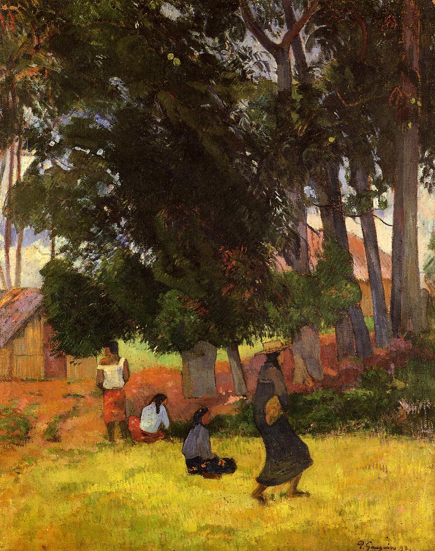 Reproduction du tableau « Paysage tahitien avec personnages - Paul Gauguin » par Alpha Reproduction en peinture à l’huile