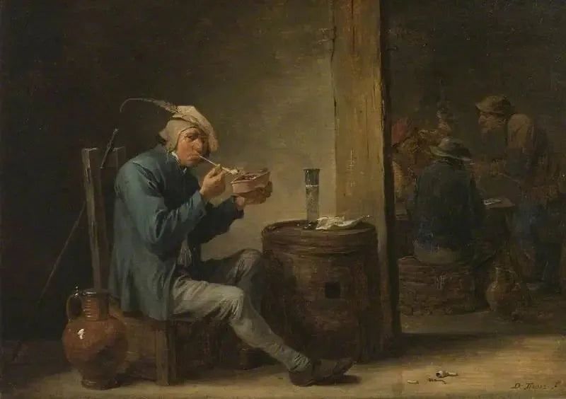 Paysan fumant dans un intérieur (Pastimes flamands, Intérieur) - David Teniers le Jeune image 1 reproduction réalisée par Alpha Reproduction