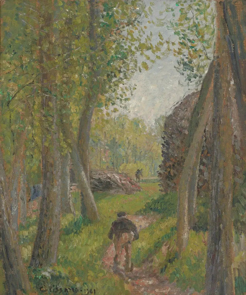 Contadino visto di spalle in un sottobosco, Moret - Camille Pissarro