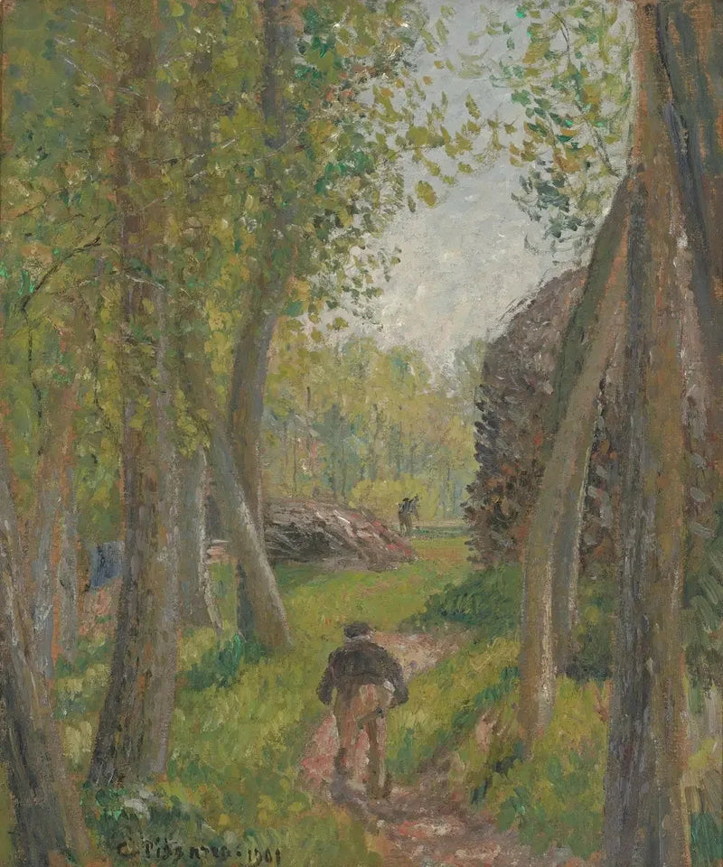 Contadino visto di spalle in un sottobosco, Moret - Camille Pissarro