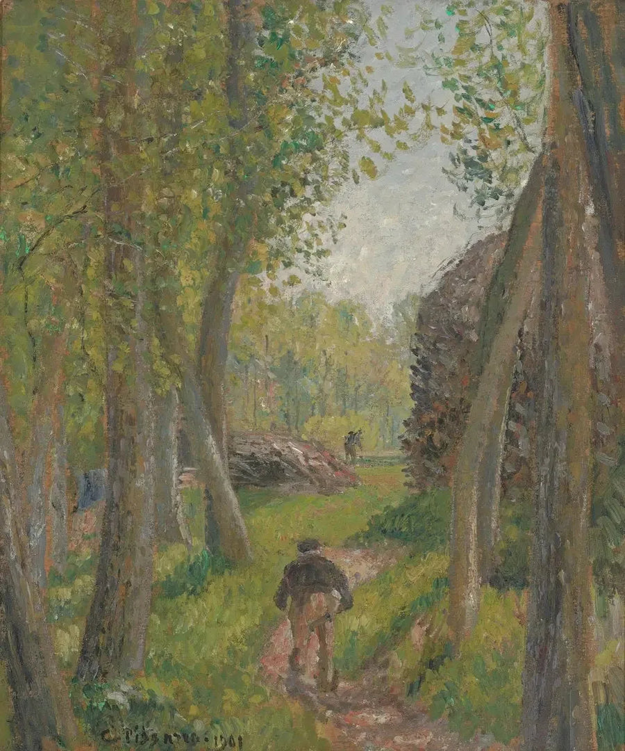 Contadino visto di spalle in un sottobosco, Moret - Camille Pissarro