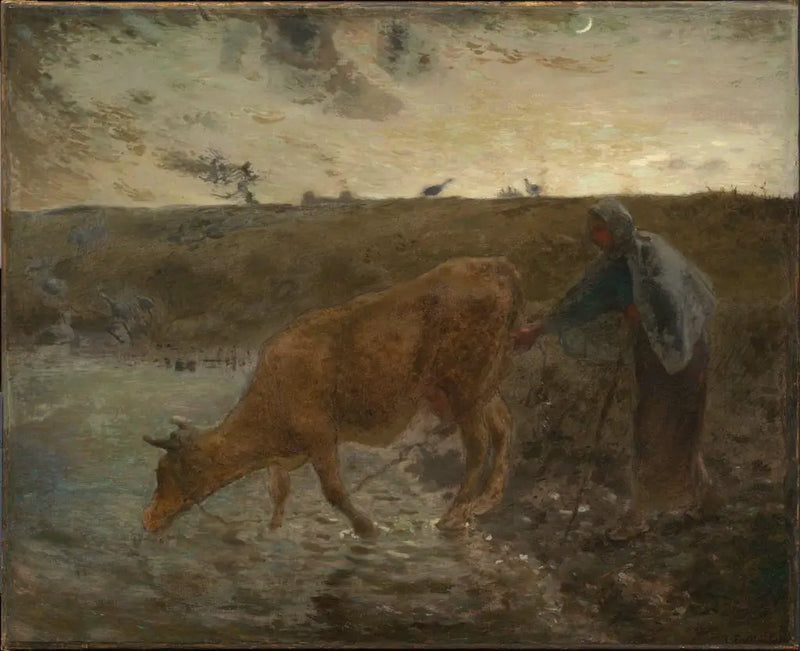 Contadina che dà da bere alla sua mucca, sera - Jean-François Millet