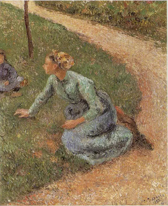 Contadina seduta lungo un sentiero - Camille Pissarro