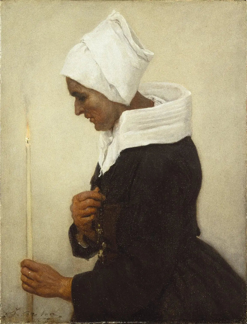 Contadina bretone con candela - Jules Breton
