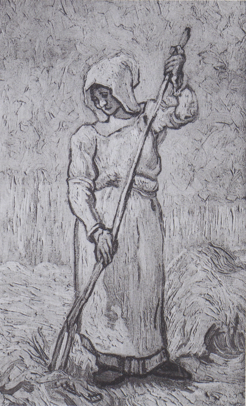 Contadina con un rastrello (da Millet) - Vincent van Gogh