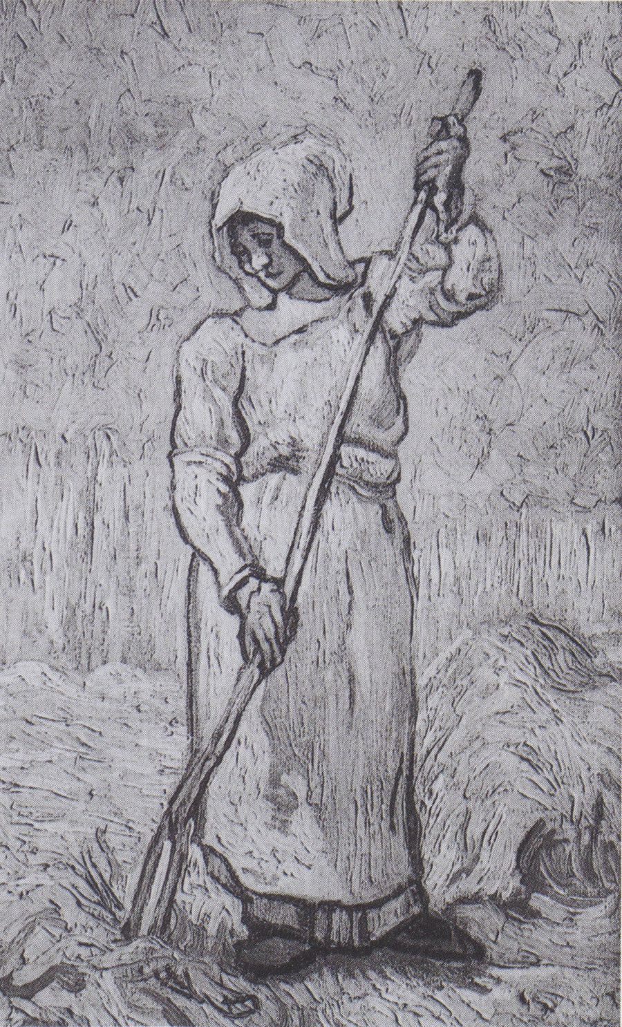Contadina con un rastrello (da Millet) - Vincent van Gogh