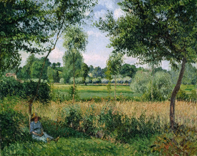 Contadina che si riposa ai piedi di un albero, effetto di sole, Éragny - Camille Pissarro