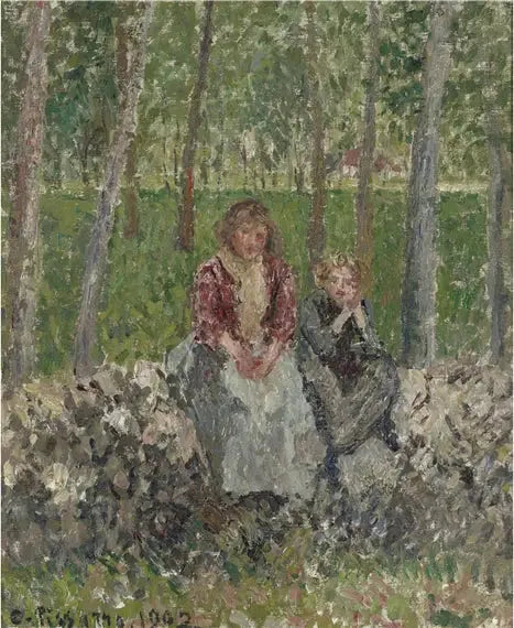 Contadine sotto gli alberi a Moret - Camille Pissarro