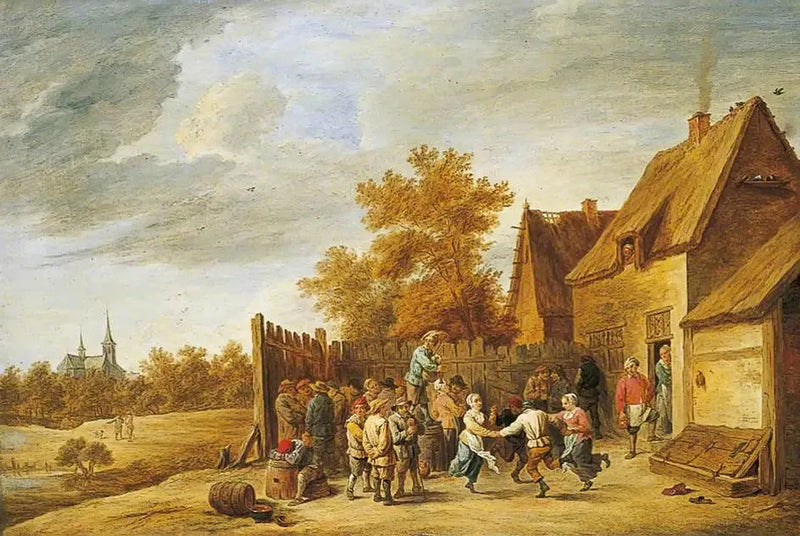 Contadini che ballano davanti a una locanda - David Teniers il Giovane
