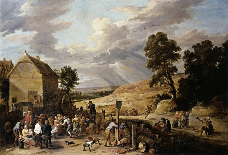 Contadini che ballano davanti a una locanda - David Teniers il Giovane