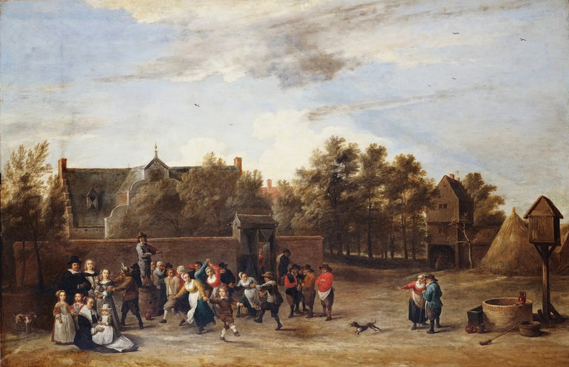 Paesani che ballano davanti a una casa di campagna - David Teniers il Giovane