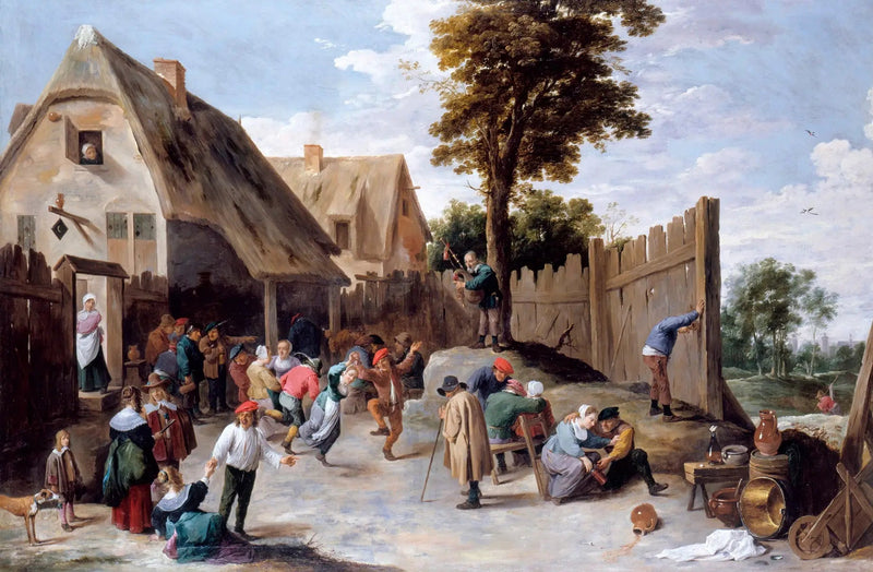 Paesani che ballano davanti a una taverna - David Teniers il Giovane
