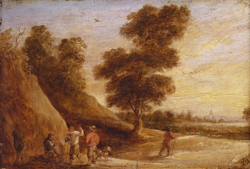 Contadini che discutono in un paesaggio - David Teniers il Giovane