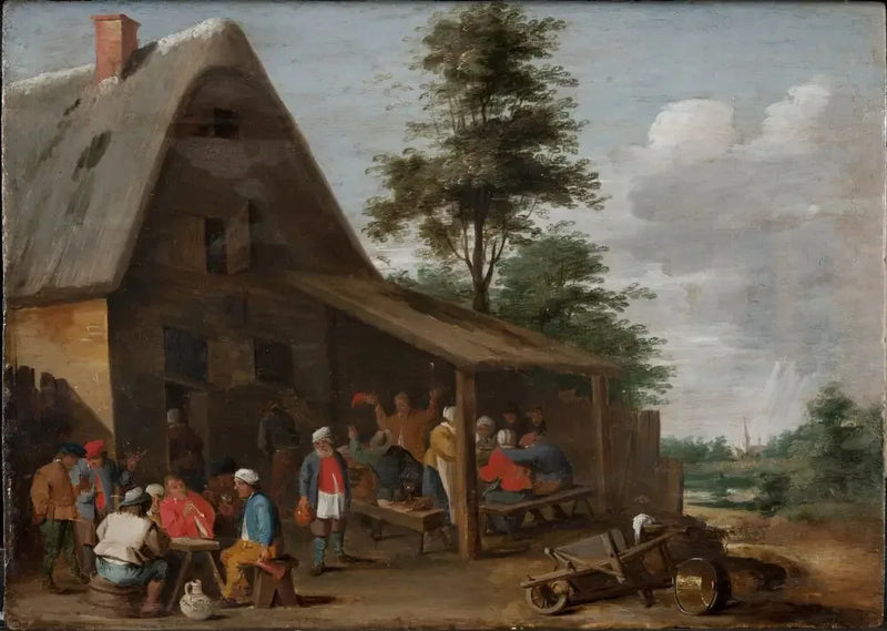 Paesani festeggianti davanti a una locanda di paese - David Teniers il Giovane