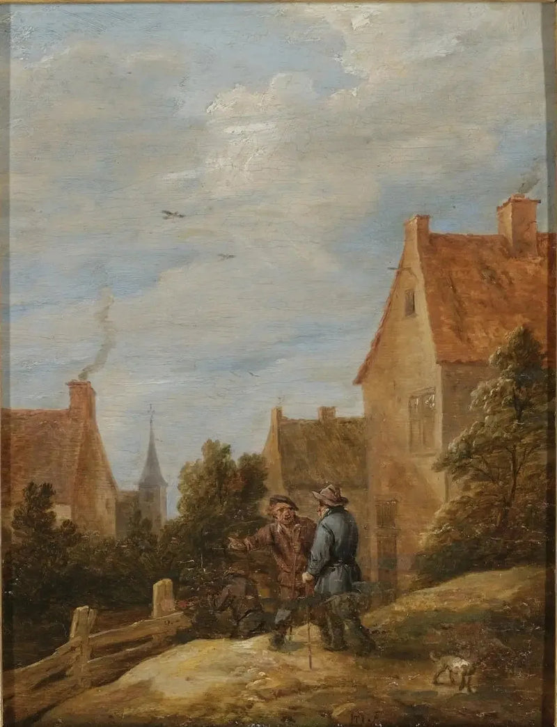 Contadini su una strada in un villaggio - David Teniers il Giovane