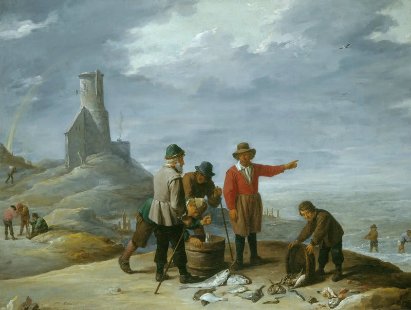 Pescatori sulla riva del mare - David Teniers il Giovane