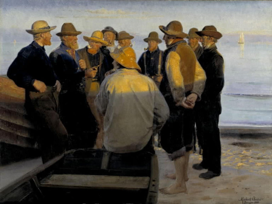 Pescatori in riva al mare in una sera d'estate - Michael Peter Ancher
