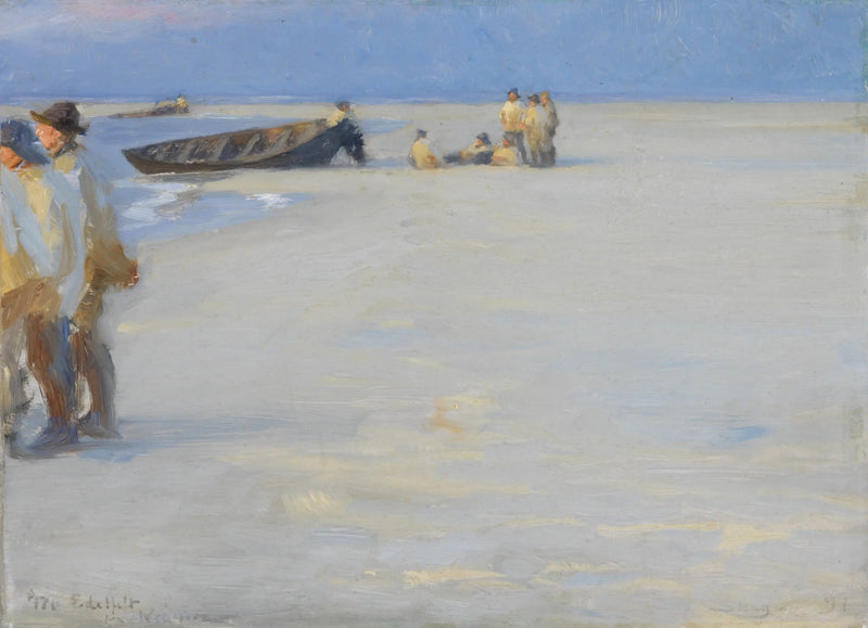 Pescatori sulla spiaggia nord di Skagen. Serata estiva. - Peder Severin Krøyer