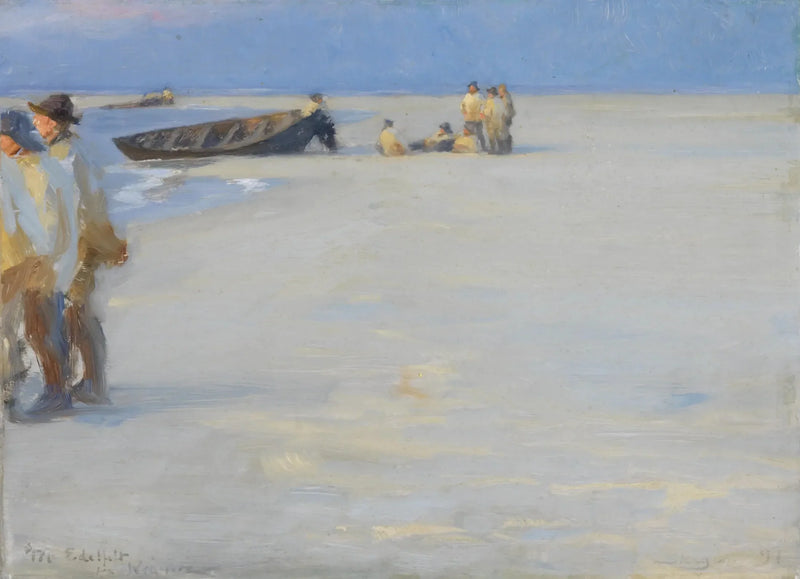 Pescatori sulla spiaggia nord di Skagen. Serata estiva. - Peder Severin Krøyer