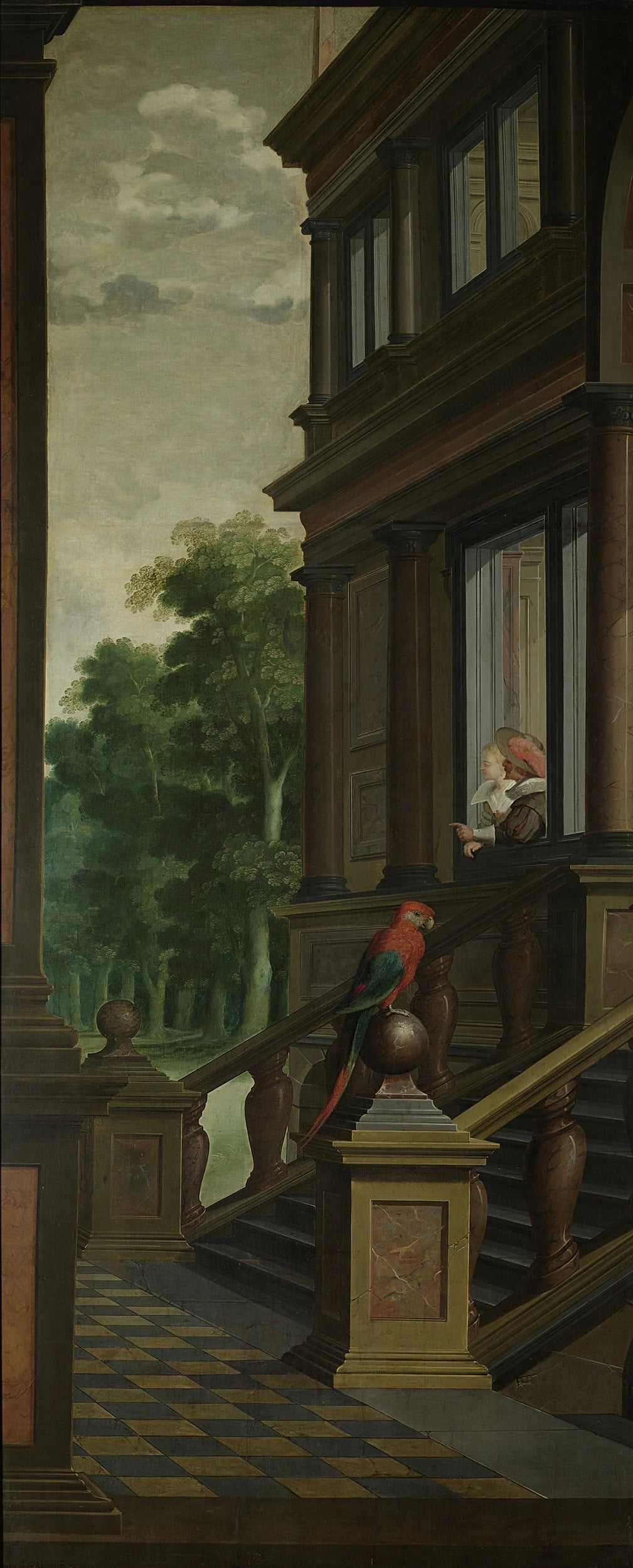 Peinture de pièce en sept parties : Un escalier extérieur - Dirk van Delen
