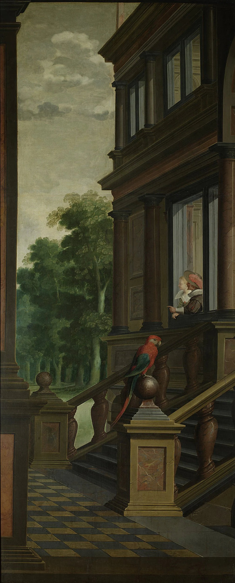 Peinture de pièce en sept parties : Un escalier extérieur - Dirk van Delen