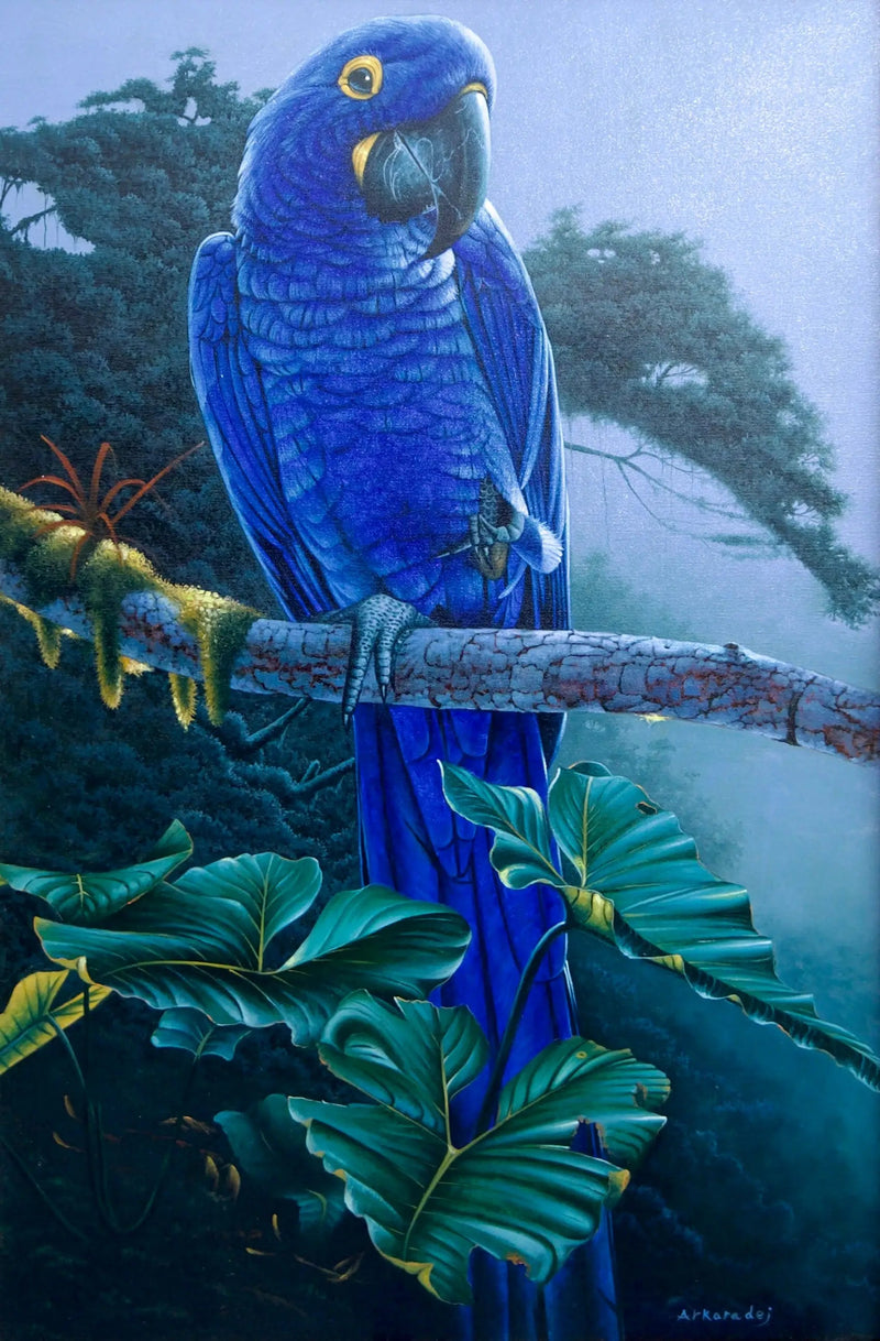 Pappagallo Blu nella Giungla | Dimensioni: 60x90 cm