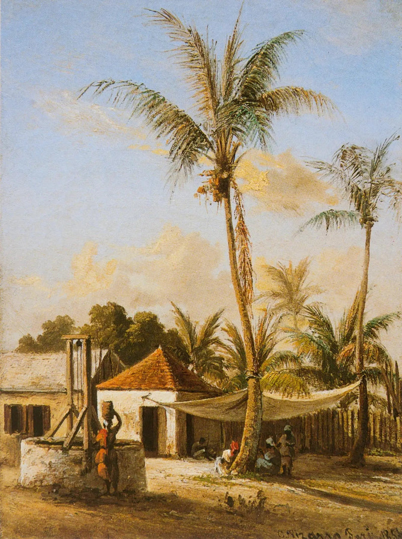 Personaggio che si riposa in un villaggio vicino a un pozzo - Camille Pissarro