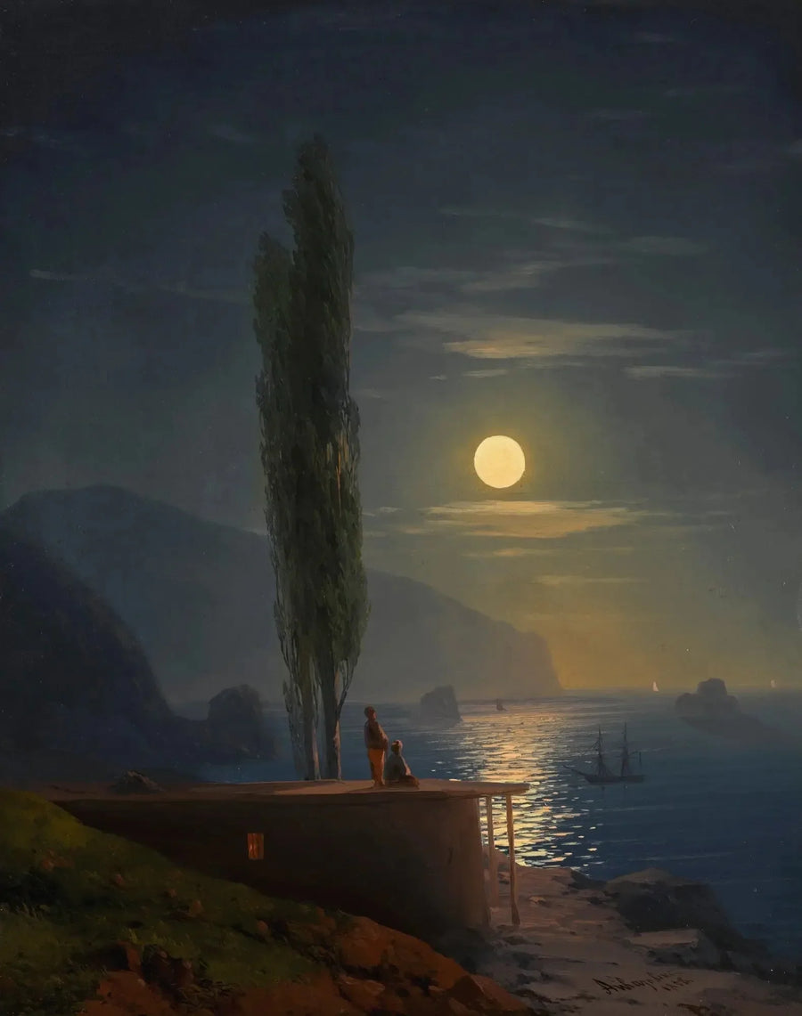 Personaggi su una costa illuminata dalla luna - Ivan Aïvazovski