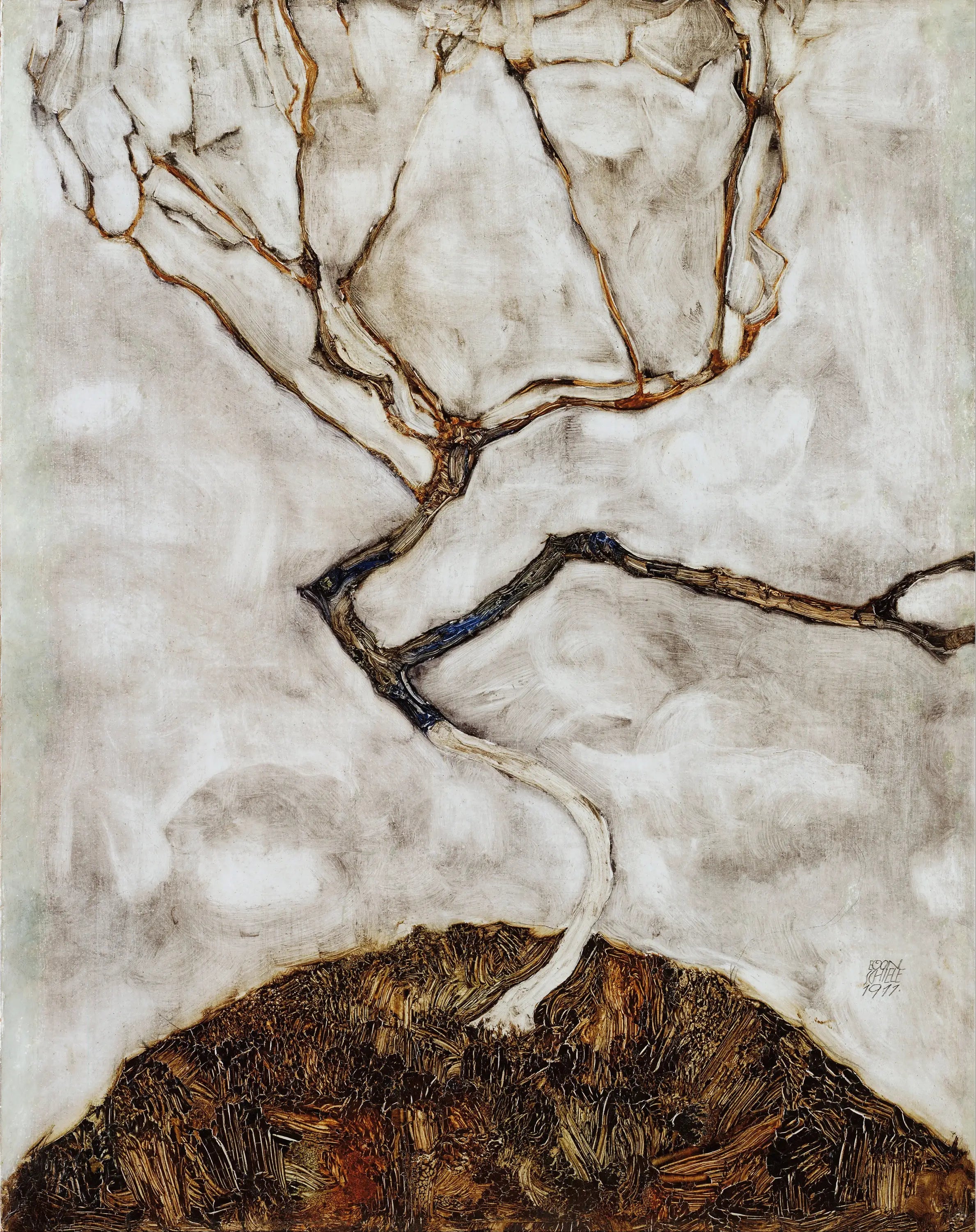 Petit arbre à la fin de l'automne - Egon Schiele image 2 reproduction artisanale de tableau
