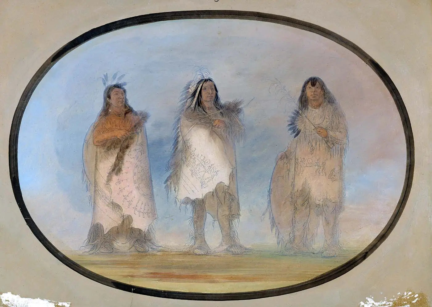 Petit Ours Vent Raide Le Chien ; Trois Guerriers Distingués de la Tribu Sioux - George Catlin - Alpha Reproduction