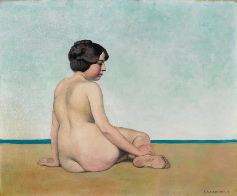 Piccola nuotatrice seduta sulla sabbia - Félix Vallotton
