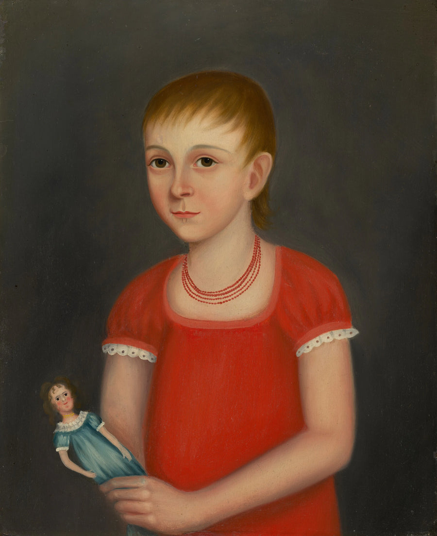 Petite fille avec poupée - American 19th Century