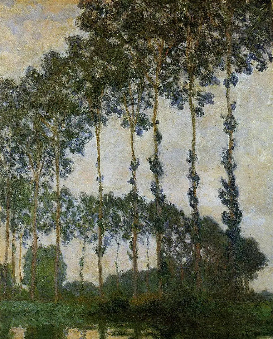 Peupliers près de Giverny, temps couvert - Claude Monet image 1 copie peinte à la main à l’huile