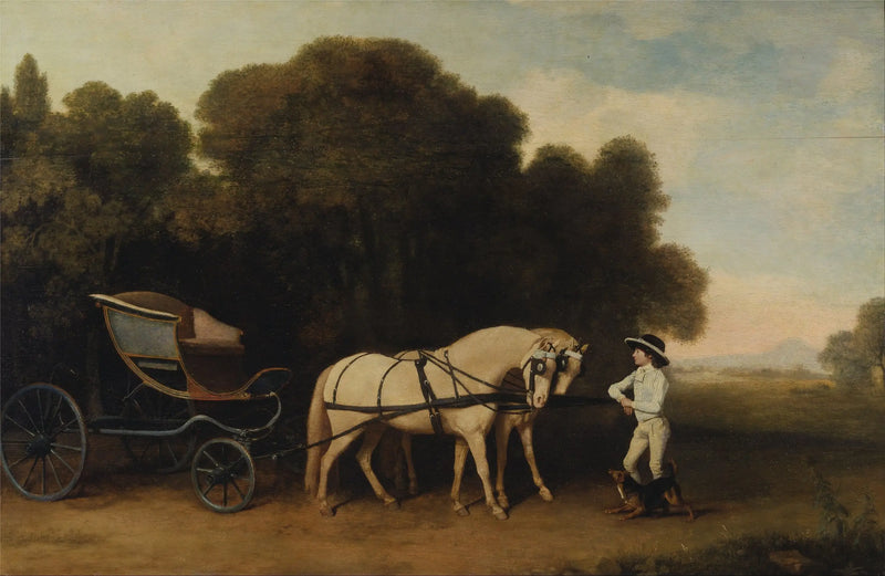 Phaéton con una coppia di pony crema e un ragazzo di scuderia - George Stubbs