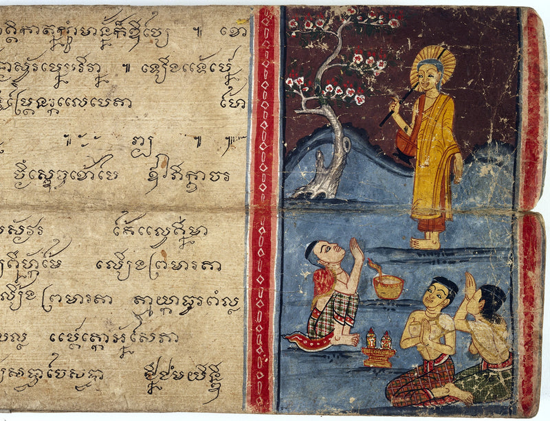 Phra Malai reçoit les offrandes des laïcs - Artiste thaïlandais anonyme