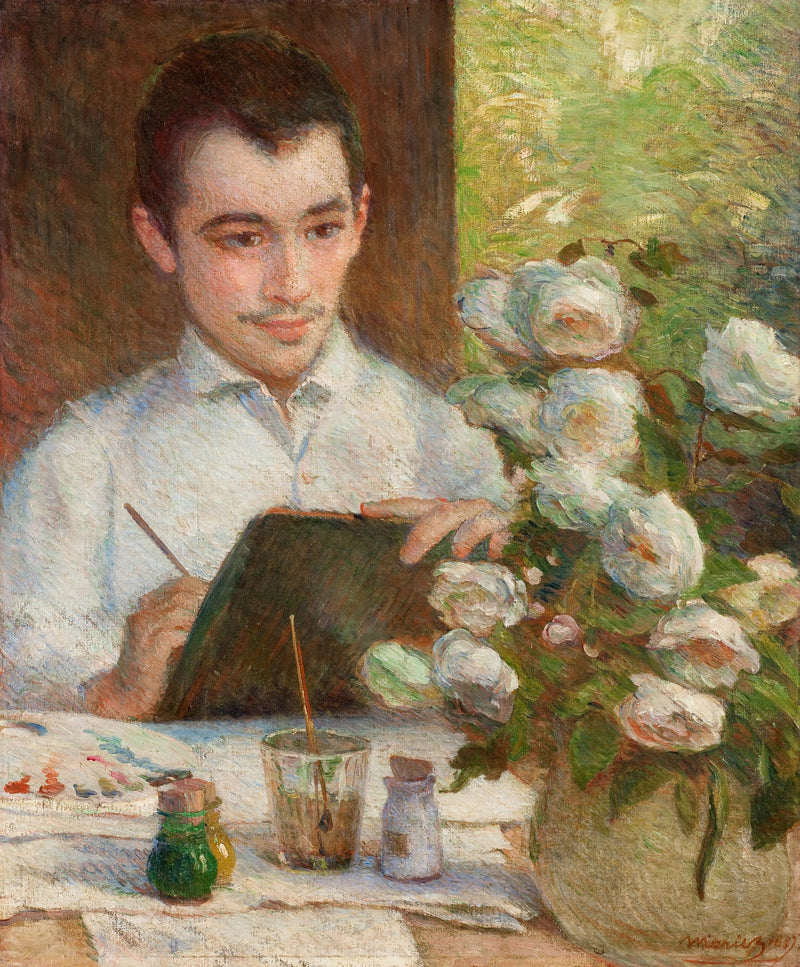 Pierre dipingendo fiori - Marie Bracquemond