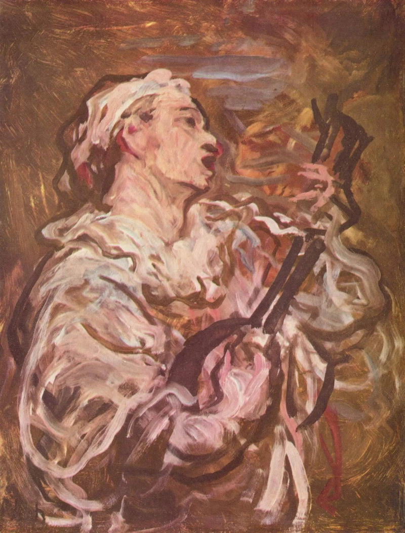 Pierrot suona la mandolina - Honoré Daumier
