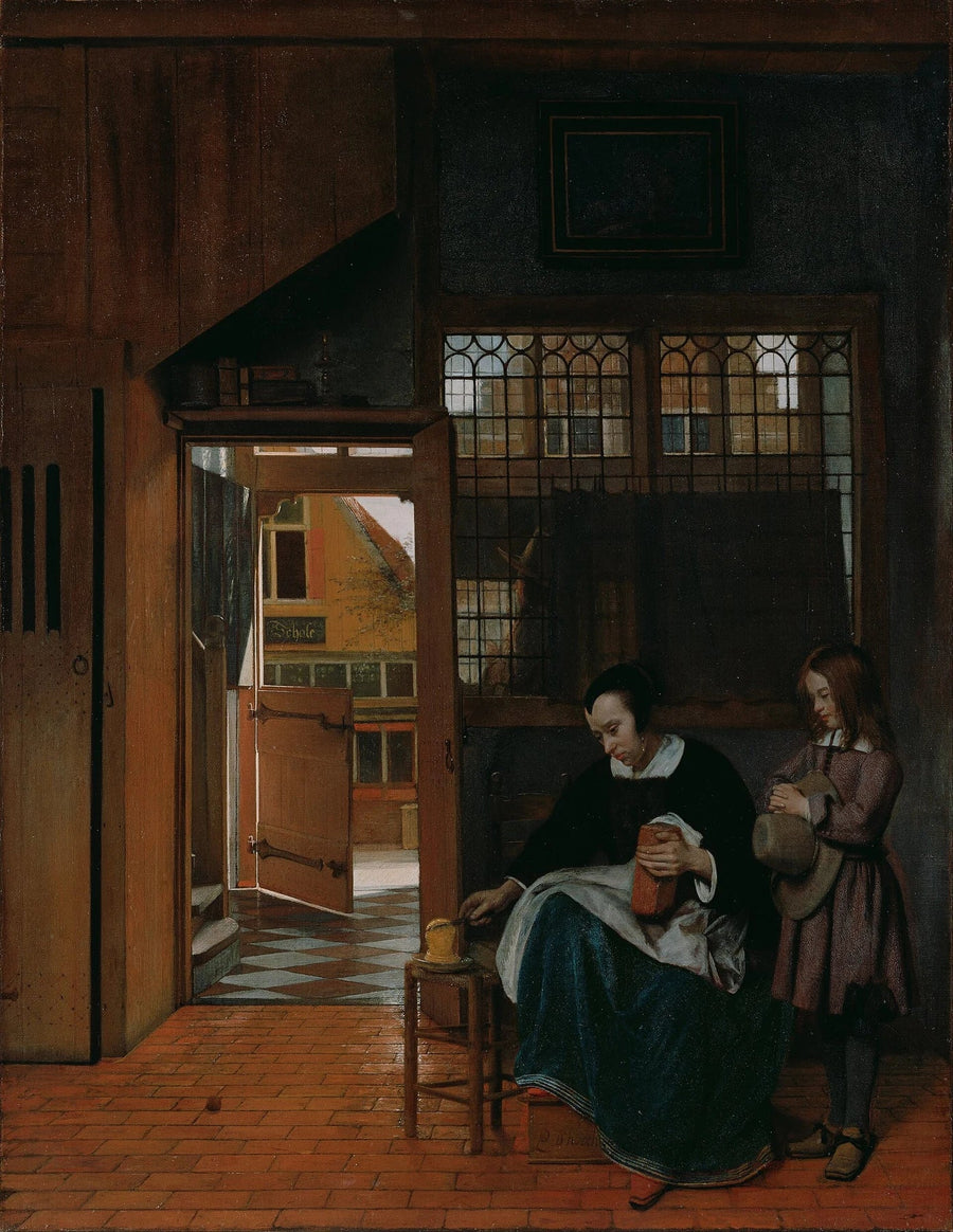 Une femme préparant du pain et du beurre pour un garçon - Pieter de Hooch