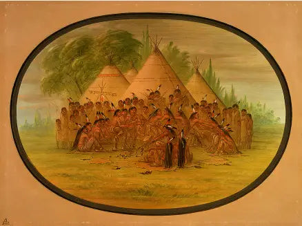 Pipe Dance - Assinneboine - George Catlin - Alpha Reproduction