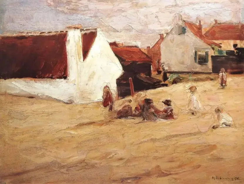Piazza del villaggio con bambini che giocano - Max Liebermann