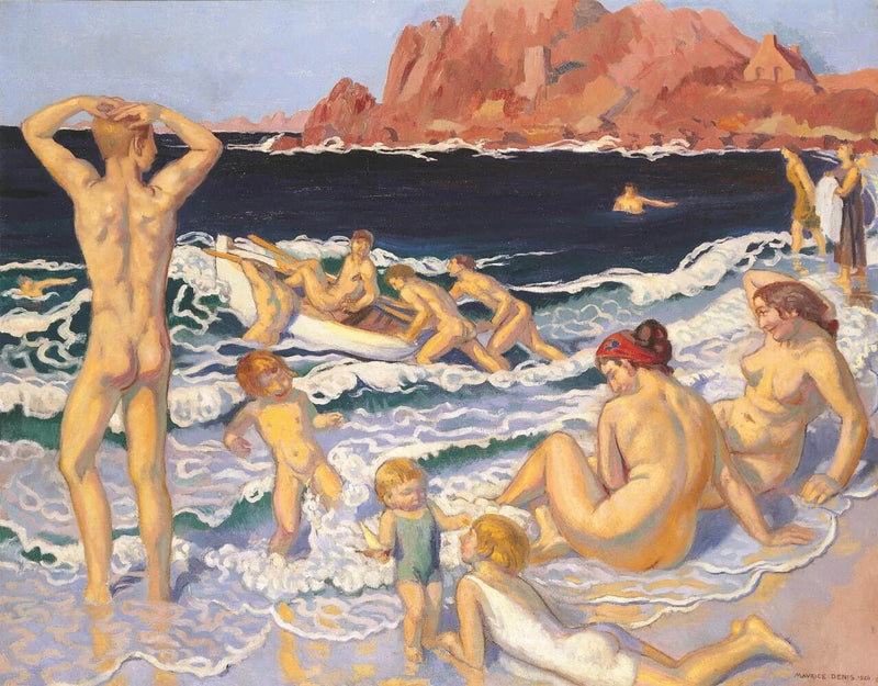 Spiaggia con barca e uomo nudo - Maurice Denis